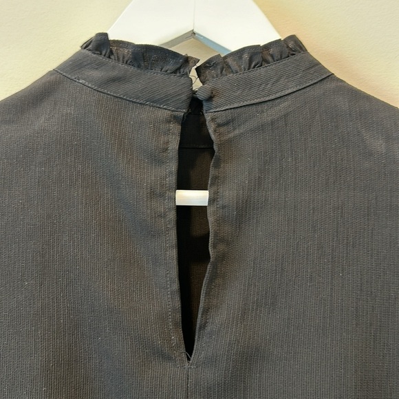 Cotton:On Basic Long Sleeve Black Top High Neck Modest Ruffle Neutral Office Sm - Picture 7 of 8